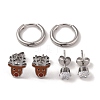 3 Pairs 3 Styles Christmas 304 Stainless Steel Hoop & Studs Earrings Set for Women EJEW-K279-12F-P-1