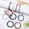 9Pcs 9 Style Natural & Synthetic Mixed Stone & Synthetic Hematite Cross Beaded Stretch Bracelets Set BJEW-FI0001-49-5