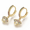 Brass Micro Pave Colorful Cubic Zirconia Dangle Hoop Earrings EJEW-S208-081-2