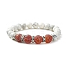 Natural Howlite & Dyed Crackle Agate Round Beaded Stretch Bracelets BJEW-TA00419-1