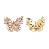Rack Plating Brass with Cubic Zirconia Stud Earrings for Women EJEW-G394-06G-01-1