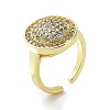 Brass with Cubic Zirconia Open Cuff Rings for Women RJEW-A035-14G-1