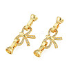 Brass Micro Pave Clear Cubic Zirconia Fold Over Clasps KK-N259-20-3