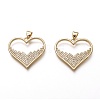 Brass Micro Pave Clear Cubic Zirconia Pendants X-ZIRC-C020-10G-1