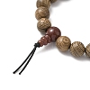 2Pcs 2 Styles Natural Carnelian & Wood Round Beaded Stretch Bracelets Sets for Men Women BJEW-JB12346-5