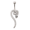 Alloy Rhinestone Snake Curved Barbell Belly Rings LS-AJEW-R007-03P-02-4