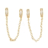 Brass Micro Pave Clear Cubic Zirconia Safety Chains KK-H257-01G-1