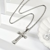 304 Stainless Steel Clear Cubic Zirconia Religion Cross Pendant Box Chain Necklaces for Men NJEW-S387-06P-3