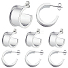 4 Pairs Stainless Steel Round Stud Earring Findings STAS-BBC0011-02-1