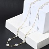 Natural White Agate Faceted Flat Round Beaded Chain Necklaces with Matte Brass Beads GG-CBA37F5-01G-02-3