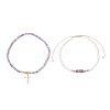 10Pcs 5 Styles Natural Amethyst & Amazonite & Sodalite & Rhodonite & Tiger Eye & Glass Seed Beaded Stretch Bracelets BJEW-JB12545-3