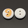 2-Hole Flat Round Number Printed Wooden Sewing Buttons BUTT-M002-13mm-9-2