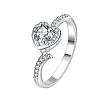 Classic Heart Brass Cubic Zirconia Rings for Women RJEW-BB06119-7D-1