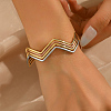 Multi-layer Geometric Wave Pattern Iron Open Cuff Bracelet for Women LS-US3742-4