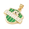 Football Theme Brass Enamel Pendants KK-A303-01F-G-2