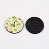 2-Hole Flat Round with Leaf Pattern Acrylic Buttons BUTT-F055-07E-2