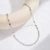 925 Sterling Silver Flat Sequin Chain Necklaces for Women NJEW-H048-01P-1