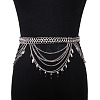 Alloy Curb Chain Leaf Charm Tassel Multi-Layered Waist Belly Chains FS-WGB4872-02-2