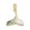 Brass Enamel & Clear Cubic Zirconia Pendants LS-KK-G603-01G-02-1