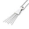 Non-Tarnish 304 Stainless Steel Trapezoid with Tassel Pendant Necklace with Box Chains for Women NJEW-B087-06P-2