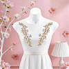 Brass Rhinestone Cloth Patches PATC-WH0031-003G-01-4