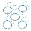 ABS Plastic Imitation Pearl Beads Braided Bead Bracelets for Women BJEW-JB13064-2