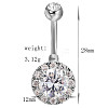 316L Surgical Stainless Steel Cubic Zirconia Flat Round Curved Barbell Belly Rings WGB2BE5-04-2