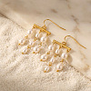 304 Stainless Steel & Plastic Pearl Oval Bead Tassel Chandelier Earrings for Women WGBEBE0-01-2