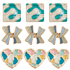 12pcs 3 Style Bowknot/Heart/Square 1-Hole Alloy Enamel Shank Buttons BUTT-GF0003-81-1
