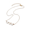 Natural Shell Word Mom Pendant Necklace with Golden Brass Cable Chains for Mother's Day NJEW-JN04151-01-4