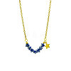 Bohemian Natural Blue Spot Jasper Star Beads Pendant 304 Stainless Steel Chain Necklaces for Women WG45F40-03-1