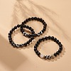 3Pcs 3 Style Natural Ebony Wood & Mixed Gemstone Stretch Bracelets Set BJEW-JB08834-2