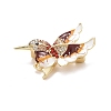 Bird Enamel Pin with Rhinestone JEWB-A004-18G-B-2