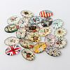 Flower Background Clock Theme Ornaments Glass Oval Flatback Cabochons X-GGLA-A003-18x25-TT-1