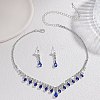 Teardrop Alloy Rhinestone Pendant Necklace & Stud Earring FS-WG7372C-01-3