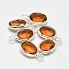 Oval Faceted Silver Tone Brass Glass Charms GLAA-O015-14S-1