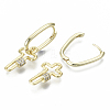 Brass Micro Pave Clear Cubic Zirconia Dangle Huggie Hoop Earrings EJEW-S201-219-NF-4