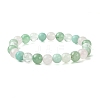 Natural Amazonite & Rose Quartz & Quartz Crystal & Green Aventurine Round Beaded Stretch Bracelets BJEW-JB10910-10-1