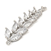 Rack Plating Brass Pave Clear Cubic Zirconia Leaf Links Connector Charms KK-P277-49P-2