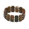 Natural Polychrome Jasper Picasso Stone Picasso Jasper Rectangle Tile Beaded Stretch Bracelets BJEW-JB14479-3