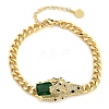 Brass Micro Pave Cubic Zirconia Link & Charm Bracelets BJEW-K261-09G-05-2