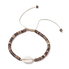 Summer Beach Natural Shell and Coconut Heishi Beaded Adjustable Anklets for Women AJEW-AN00648-3