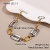 Two Tone 304 Stainless Steel Rectangle Link Chain Bracelets with OT Clasps for Women WG05454-03-1