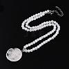 Natural Quartz Crystal 4.5mm Round Beaded Rock Crystal Flower Pendant Necklaces NJEW-T016-04P-3