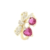 Brass Micro Pave Cubic Zirconia Cuff Rings for Women RJEW-A062-01G-3