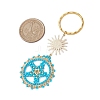 Flat Round & Star Glass Seed Loom Patter Keychain KEYC-MZ00009-02-3