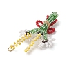 3D Glass Seed Beaded Bouquet with Bowknot Pendants PALLOY-MZ01153-02-4