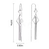 Anti-Tarnish Rhodium Plated 925 Sterling Silver Rhombus with Chain Tassel Dangle Earrings JE1048A-2