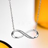 8-Shaped Rhodium Plated 925 Sterling Silver Cubic Zirconia Pendant Necklaces for Women NJEW-BB72241-5