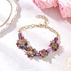Natural Agate & White Jade & Amethyst  Beads Link Bracelets BJEW-JB12164-01-1